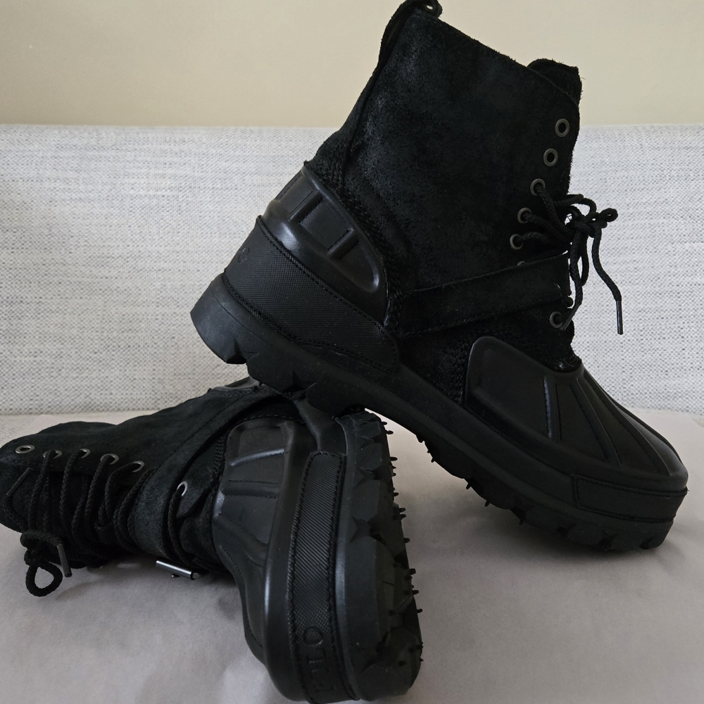 NWOB POLO RALPH LAUREN Men's   Black Waterproof Leather-Suede  Boots Size:11 - Picture 6 of 13